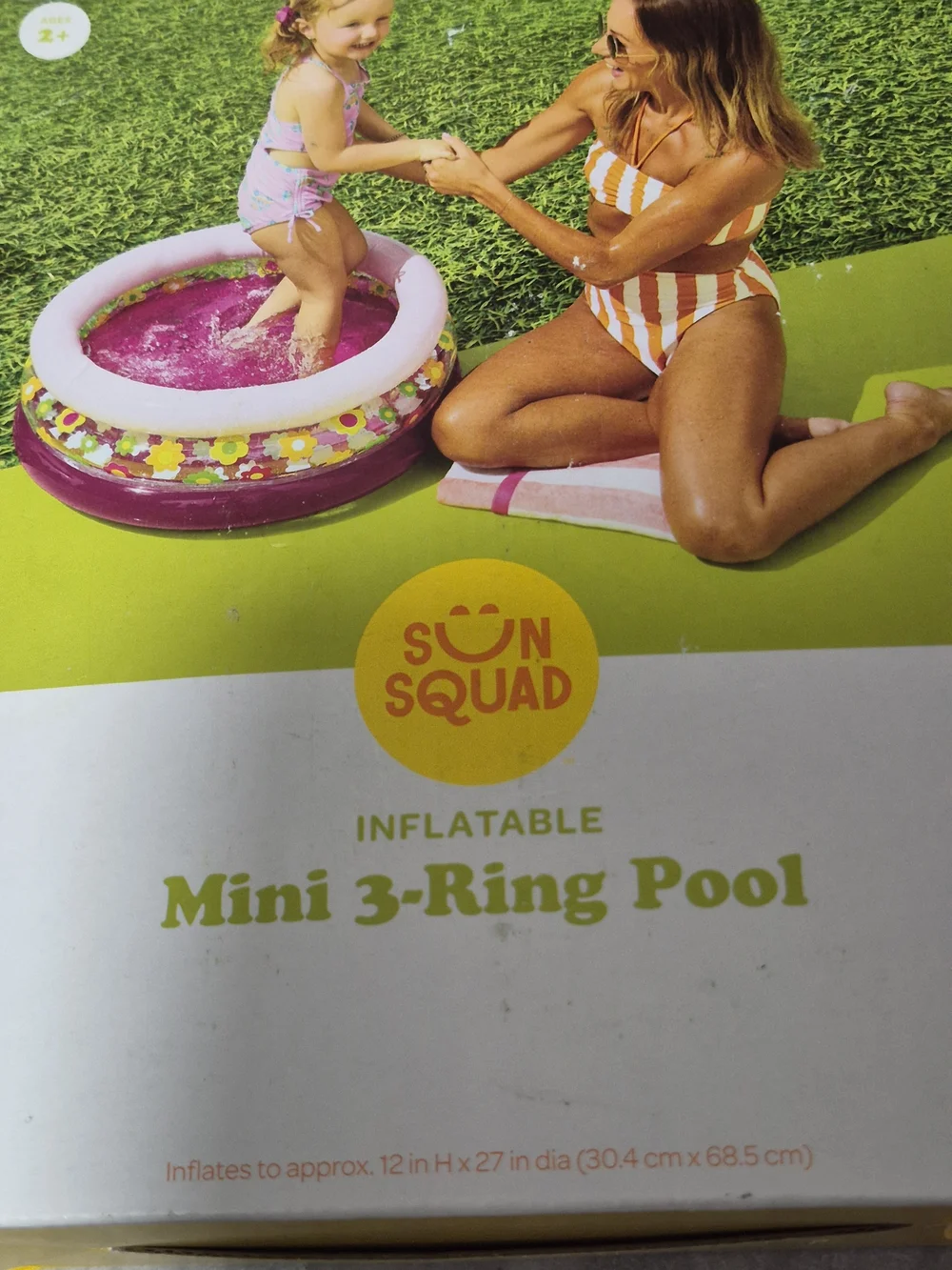 Inflatable Mini 3-Ring Kids Pool - Orange Kids 2T Inflates To 27